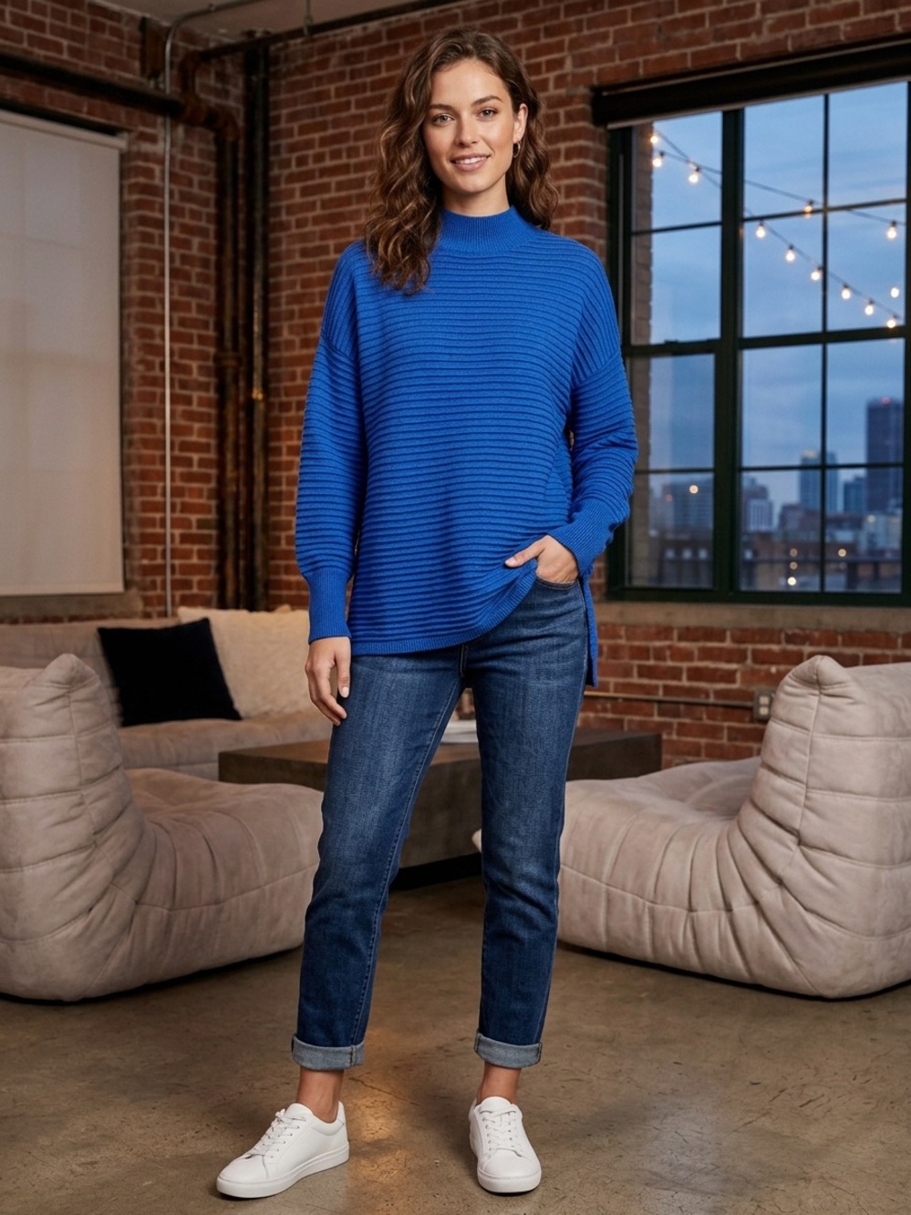 Blue Crew Neck Sweater Like New